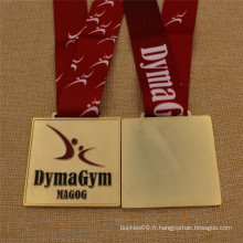 Médaille de gymnastique d&#39;or de qualité supérieure faite sur commande avec la lanière de sublimation